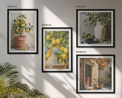 Lemon trees in pots wall art set of 4 pieces