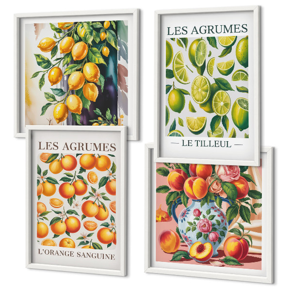Multi-piece wall decor set Fresh colorful citrus fruits