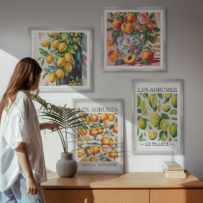 Multi-piece wall decor set Fresh colorful citrus fruits
