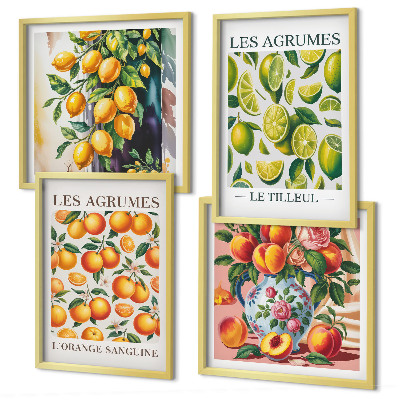 Multi-piece wall decor set Fresh colorful citrus fruits