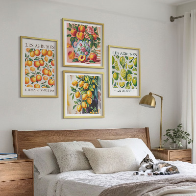 Multi-piece wall decor set Fresh colorful citrus fruits