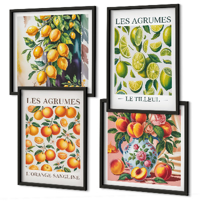 Multi-piece wall decor set Fresh colorful citrus fruits