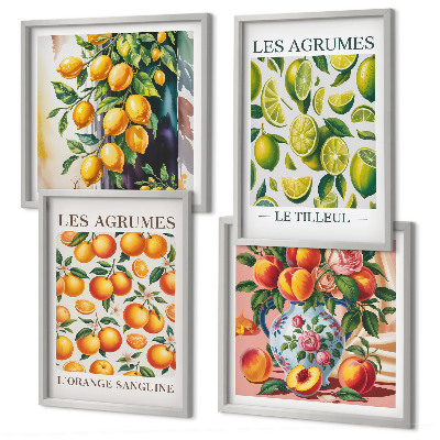 Multi-piece wall decor set Fresh colorful citrus fruits