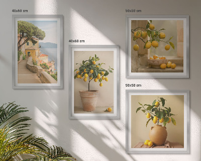 Wall art set Lemon trees in pots