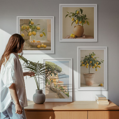 Wall art set Lemon trees in pots