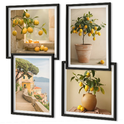 Wall art set Lemon trees in pots