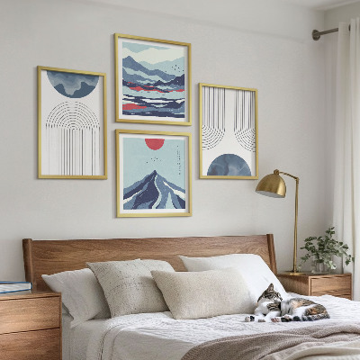 Set of 4 wall art pieces Abstract mountain landscapes