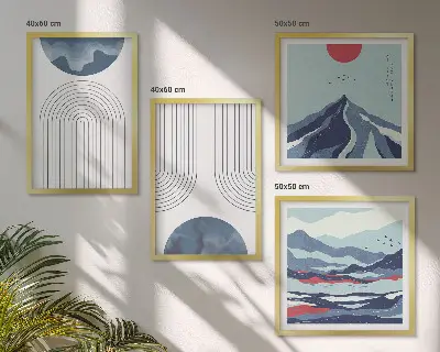 Abstract mountain landscape wall art set of 4 pieces