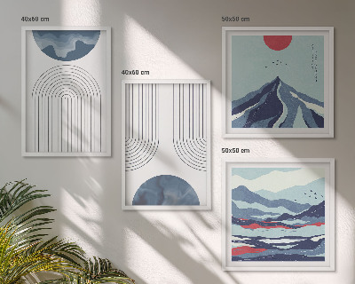 Set of 4 wall art pieces Abstract mountain landscapes