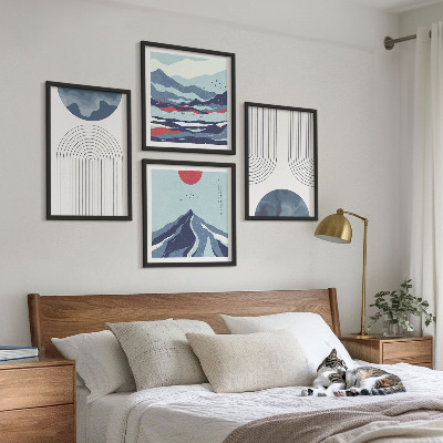 Set of 4 wall art pieces Abstract mountain landscapes