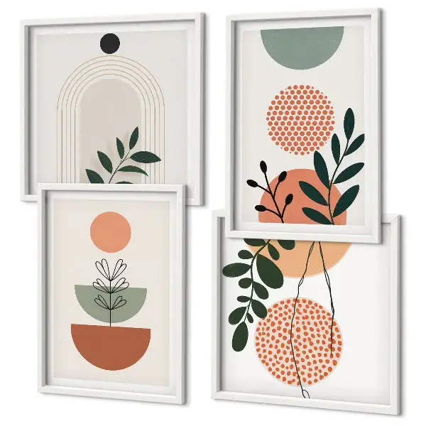 Wall art set with modern plant motifs