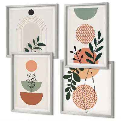 Wall art set with modern plant motifs