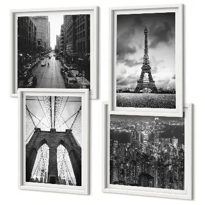 Wall art set Monochromatic bridge towers