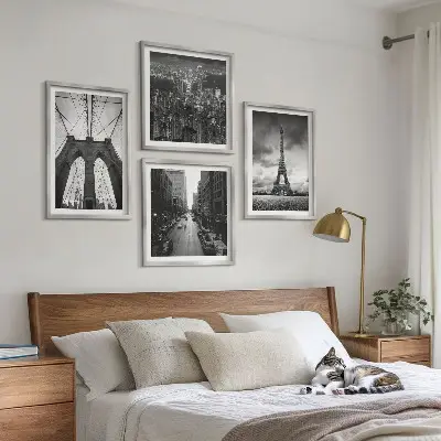 Wall art set Monochromatic bridge towers