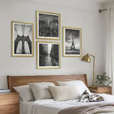 Wall art set Monochromatic bridge towers