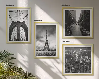Wall art set Monochromatic bridge towers