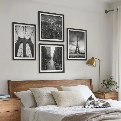 Wall art set Monochromatic bridge towers