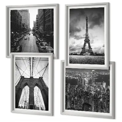 Wall art set Monochromatic bridge towers
