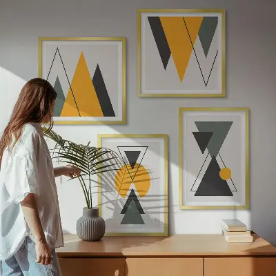 Abstract Geometric Wall Decor Set multi-piece art collection