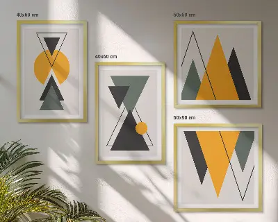 Abstract Geometric Wall Decor Set multi-piece art collection