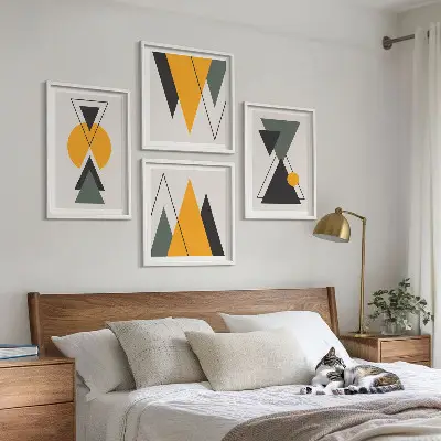 Abstract Geometric Wall Decor Set multi-piece art collection