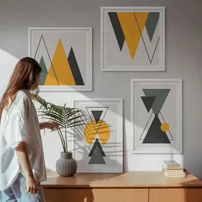 Abstract Geometric Wall Decor Set multi-piece art collection
