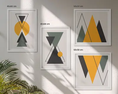 Abstract Geometric Wall Decor Set multi-piece art collection