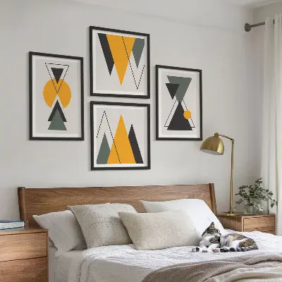 Abstract Geometric Wall Decor Set multi-piece art collection