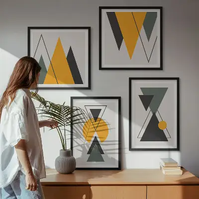 Abstract Geometric Wall Decor Set multi-piece art collection
