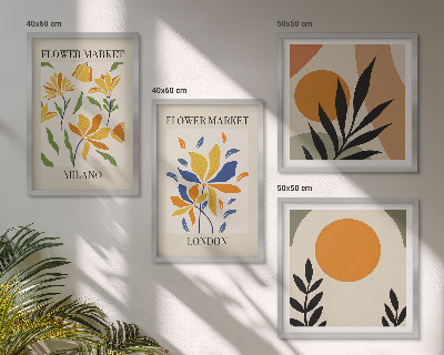 Wall art set Floral Posters Paris Milan