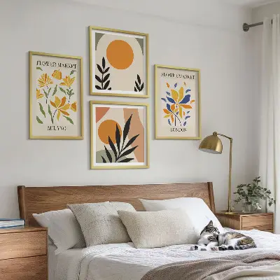 Wall art set floral posters featuring Paris and Milan