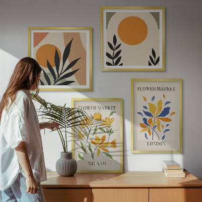 Wall art set Floral Posters Paris Milan