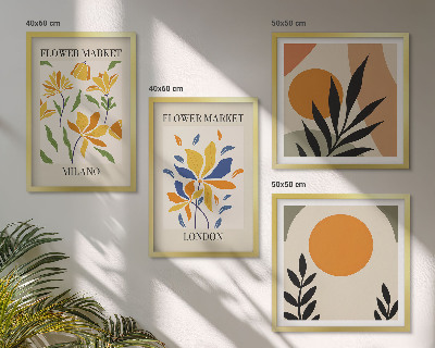 Wall art set Floral Posters Paris Milan