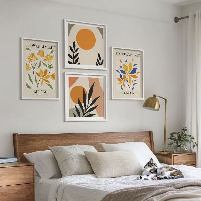 Wall art set Floral Posters Paris Milan