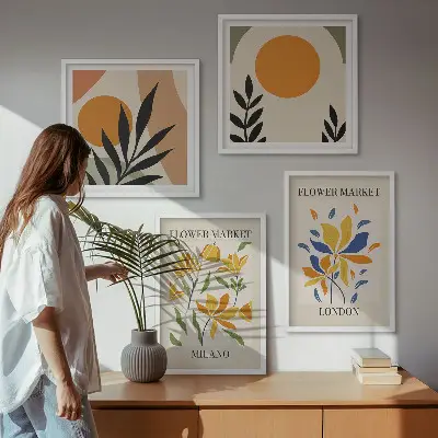 Wall art set floral posters featuring Paris and Milan