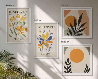 Wall art set Floral Posters Paris Milan