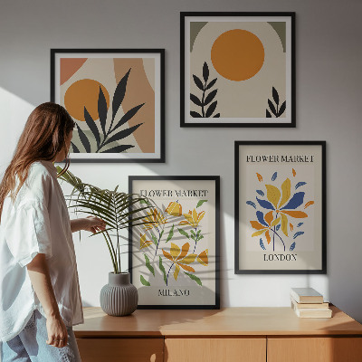 Wall art set Floral Posters Paris Milan
