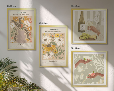Set of 4 wall art pieces Floral patterns from European cities
