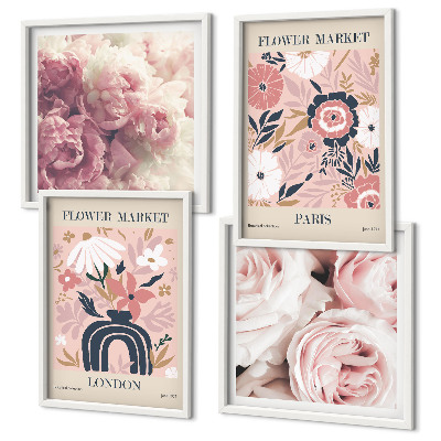 Multi-piece wall decor set Floral motifs roses Paris