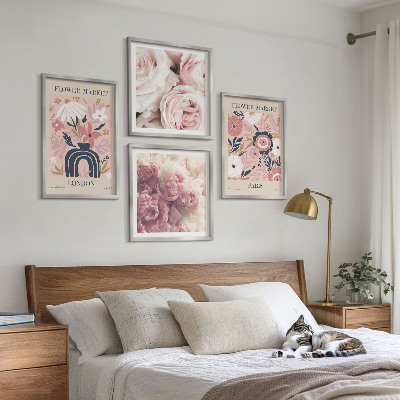 Multi-piece wall decor set Floral motifs roses Paris