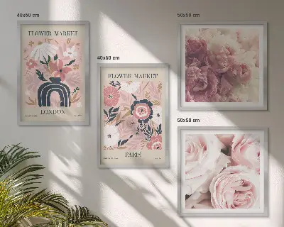 Multi-piece floral wall art set featuring roses in a Parisian style