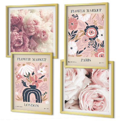 Multi-piece wall decor set Floral motifs roses Paris