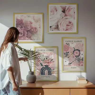 Multi-piece floral wall art set featuring roses in a Parisian style