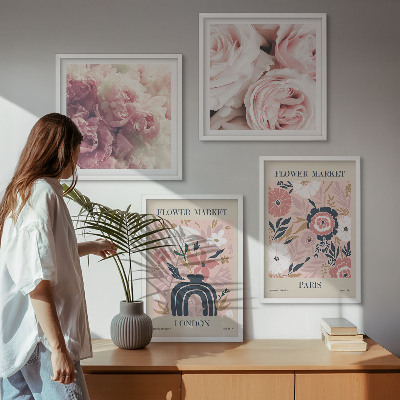 Multi-piece wall decor set Floral motifs roses Paris
