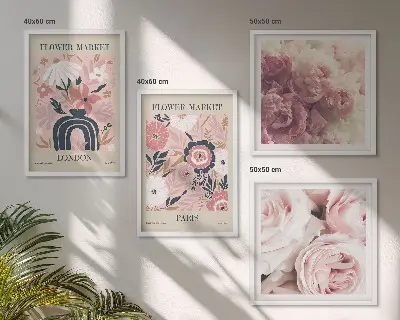 Multi-piece floral wall art set featuring roses in a Parisian style