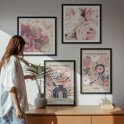 Multi-piece wall decor set Floral motifs roses Paris