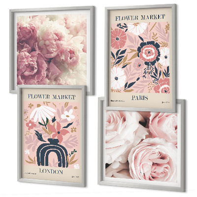 Multi-piece wall decor set Floral motifs roses Paris