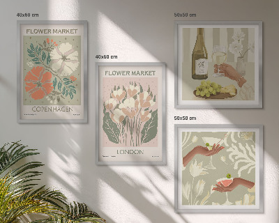 Wall art set Floral posters wine city