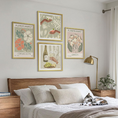 Wall art set Floral posters wine city