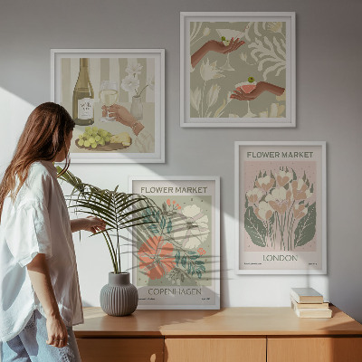 Wall art set Floral posters wine city